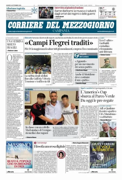 Prima pagina Corriere del Mezzogiorno | Campania