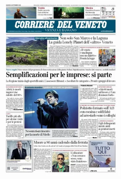 Prima pagina Corriere del Veneto | Vicenza e Bassano