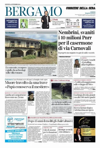 Prima pagina Corriere della Sera | Bergamo