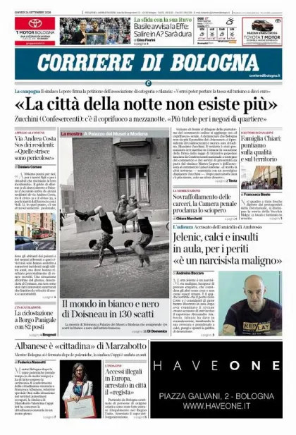Prima pagina Corriere di Bologna