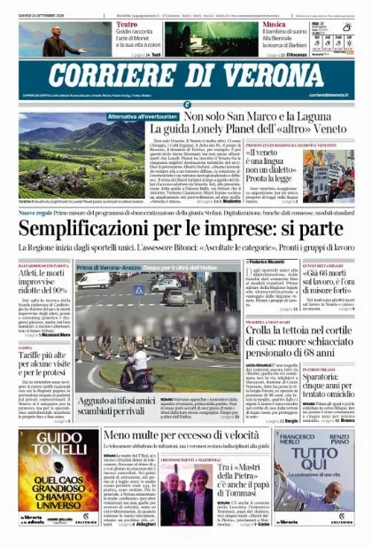 Prima pagina Corriere di Verona