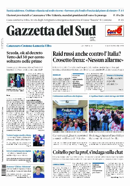 Prima pagina Gazzetta del Sud | Catanzaro