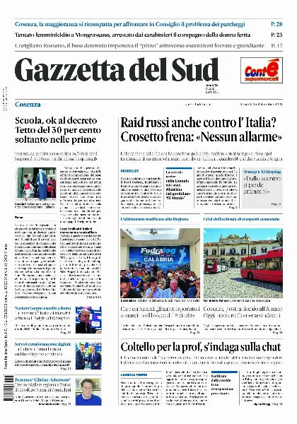 Prima pagina Gazzetta del Sud | Cosenza