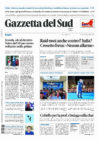 Prima pagina Gazzetta del Sud | Reggio Calabria