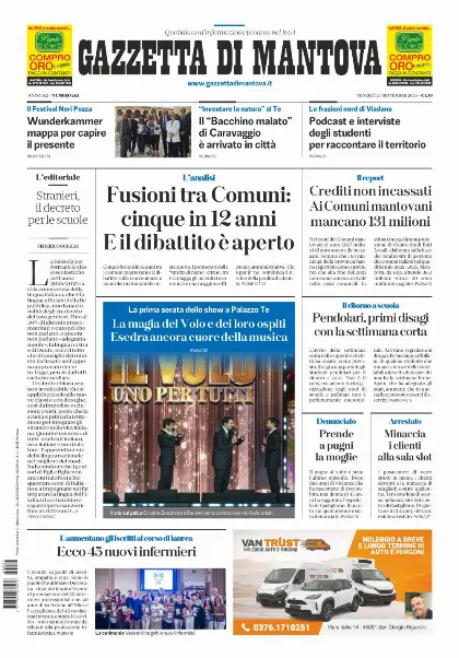 Prima pagina Gazzetta di Mantova