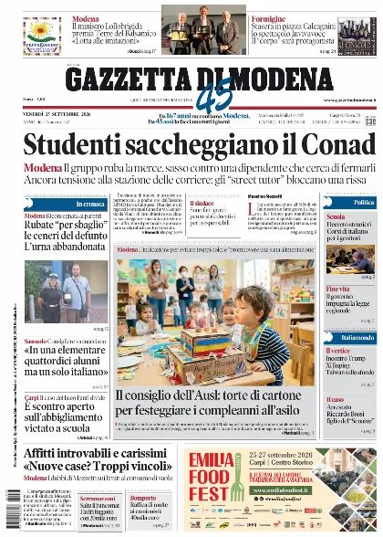 Prima pagina Gazzetta di Modena
