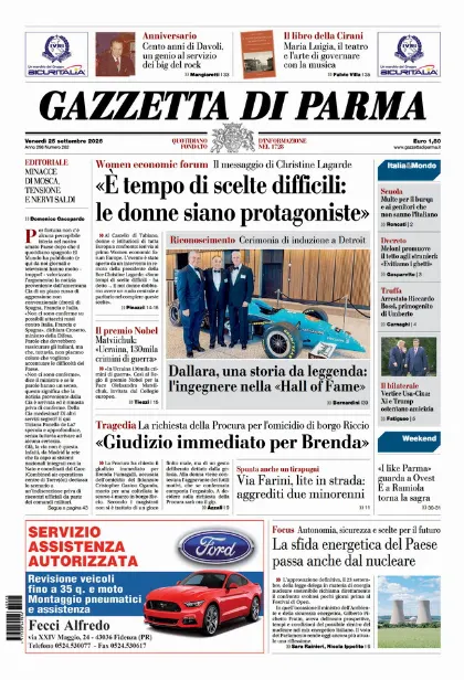 Prima pagina Gazzetta di Parma