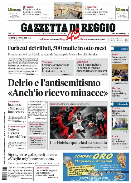 Prima pagina Gazzetta di Reggio
