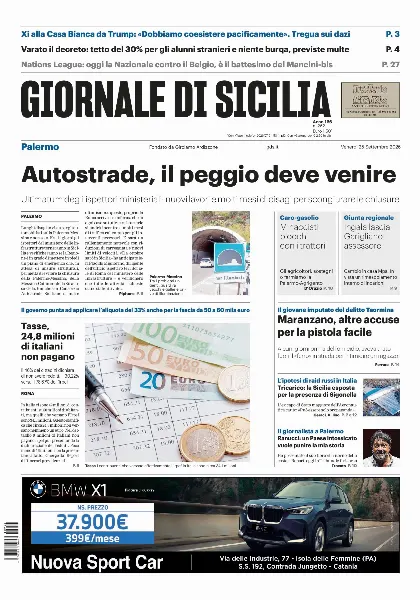 Prima pagina Giornale di Sicilia