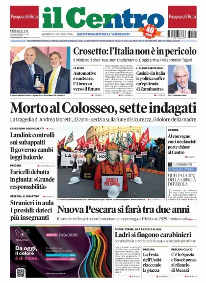 Prima pagina Il Centro | Pescara