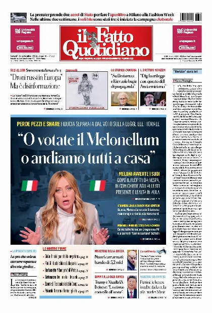 Prima pagina Il Fatto Quotidiano