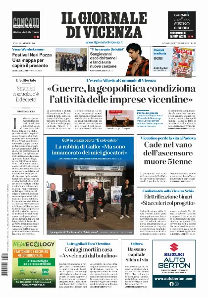 Prima pagina Il Giornale di Vicenza