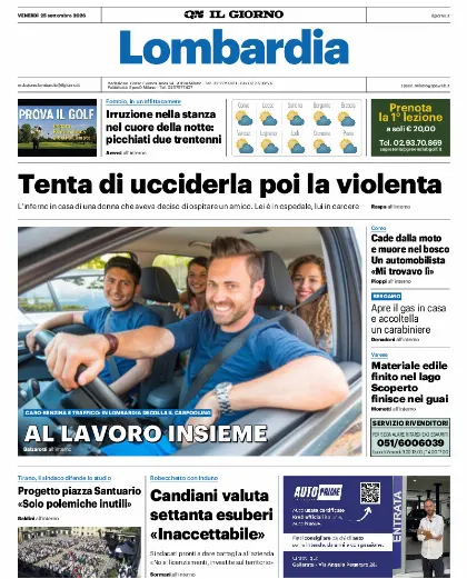 Prima pagina Il Giorno