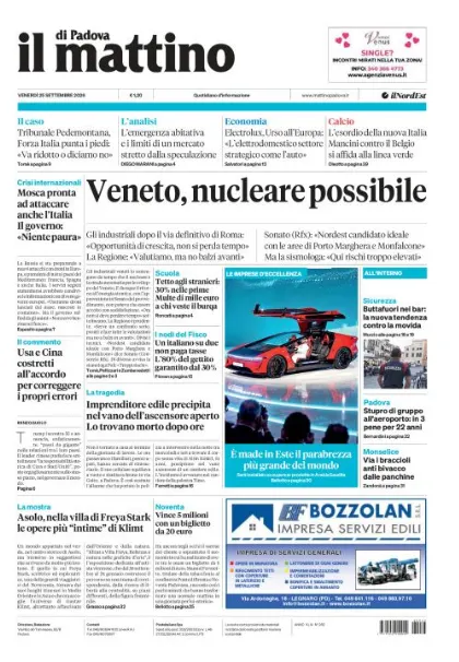 Prima pagina Il Mattino di Padova | Padova