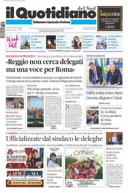 Prima pagina Il Quotidiano del Sud | Catanzaro, Lamezia e Crotone