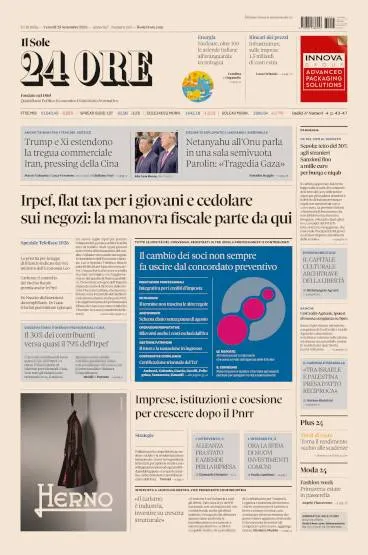 Prima pagina Il Sole 24 Ore