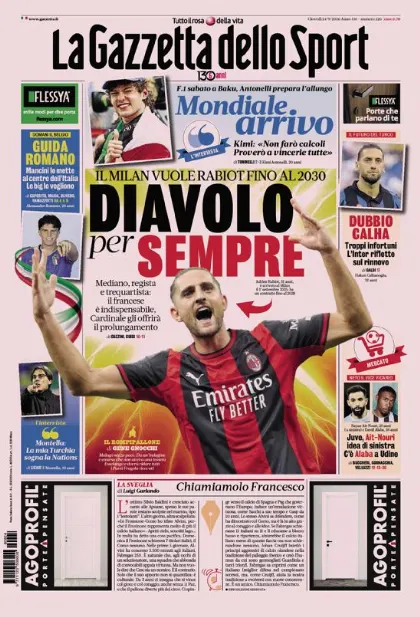 Prima pagina La Gazzetta dello Sport