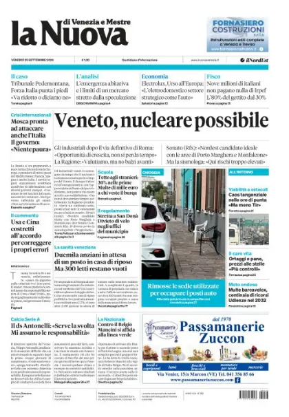 Prima pagina La Nuova di Venezia e Mestre | Venezia e Mestre