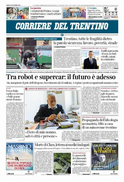 Prima pagina Corriere del Trentino