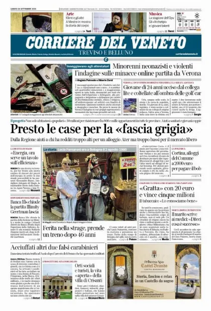 Prima pagina Corriere del Veneto | Treviso e Belluno