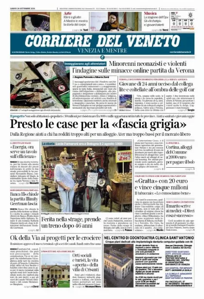 Prima pagina Corriere del Veneto | Venezia e Mestre