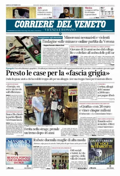 Prima pagina Corriere del Veneto | Vicenza e Bassano