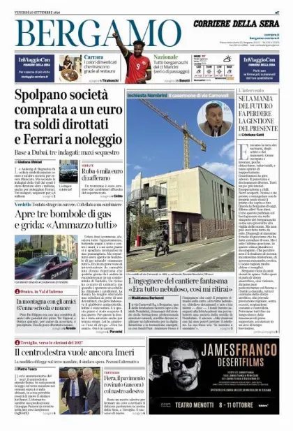 Prima pagina Corriere della Sera | Bergamo