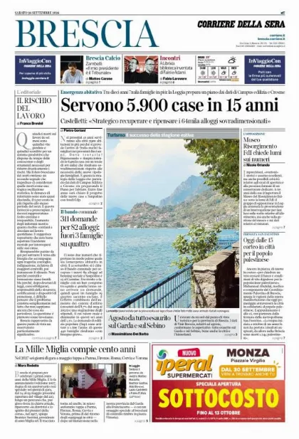 Prima pagina Corriere della Sera | Brescia