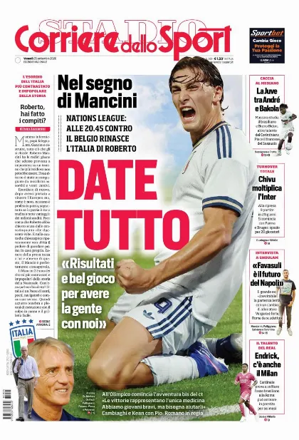 Prima pagina Corriere dello Sport - Stadio