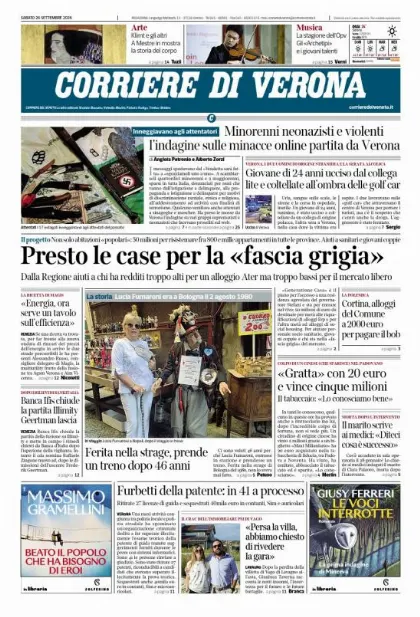 Prima pagina Corriere di Verona