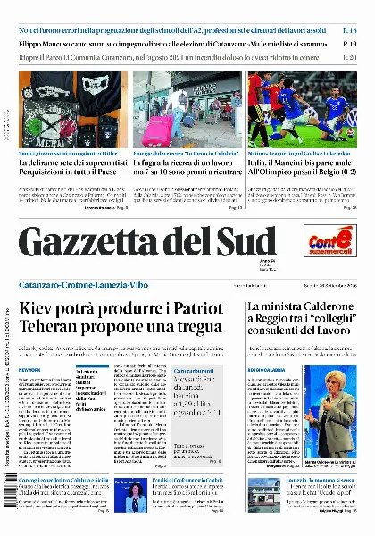 Prima pagina Gazzetta del Sud | Catanzaro