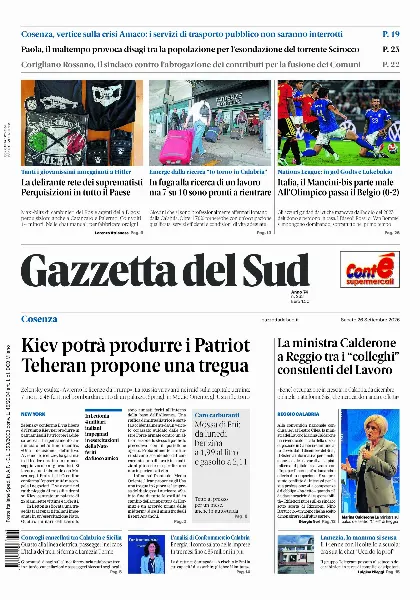 Prima pagina Gazzetta del Sud | Cosenza