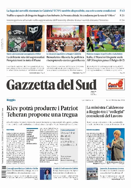 Prima pagina Gazzetta del Sud | Reggio Calabria