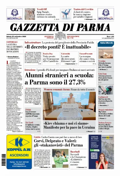 Prima pagina Gazzetta di Parma