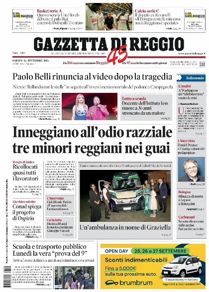 Prima pagina Gazzetta di Reggio