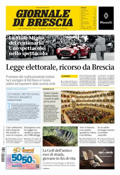 Prima pagina Giornale di Brescia