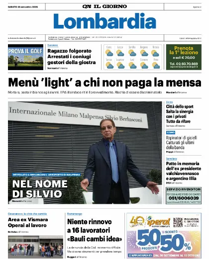 Prima pagina Il Giorno