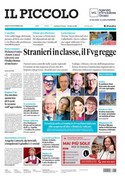 Prima pagina Il Piccolo | Trieste