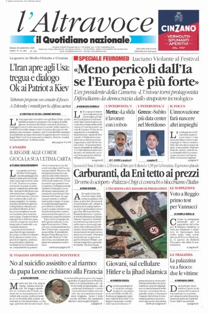 Prima pagina Il Quotidiano del Sud | L'Altravoce