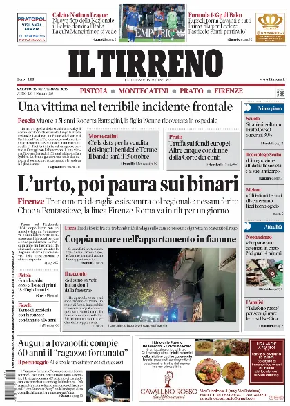 Prima pagina Il Tirreno