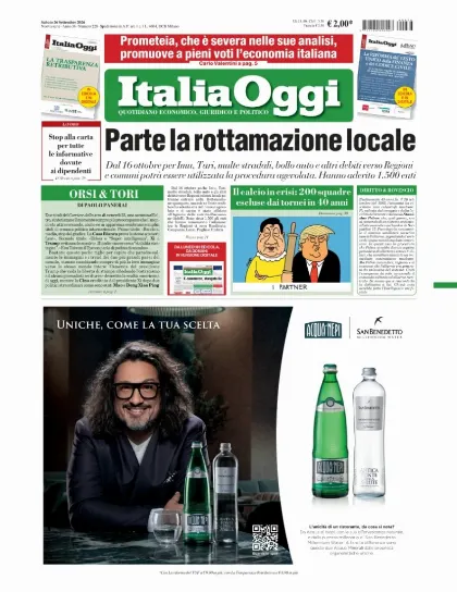 Prima pagina ItaliaOggi