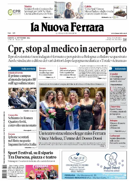 Prima pagina La Nuova Ferrara