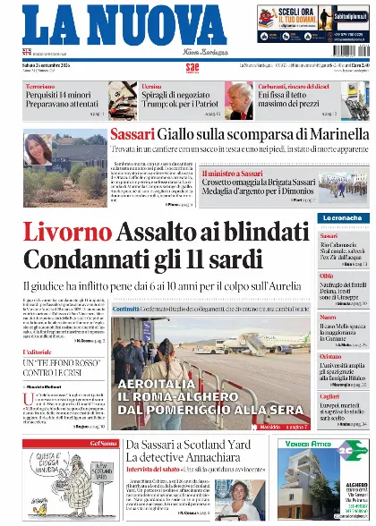 Prima pagina La Nuova Sardegna
