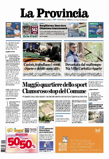 Prima pagina La Provincia