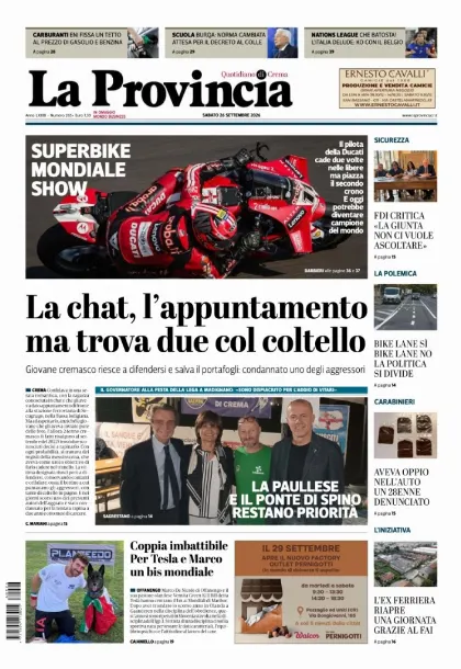 Prima pagina La Provincia | Crema