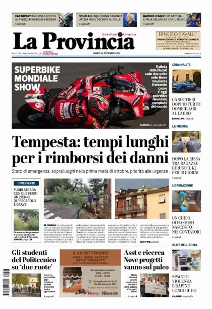 Prima pagina La Provincia