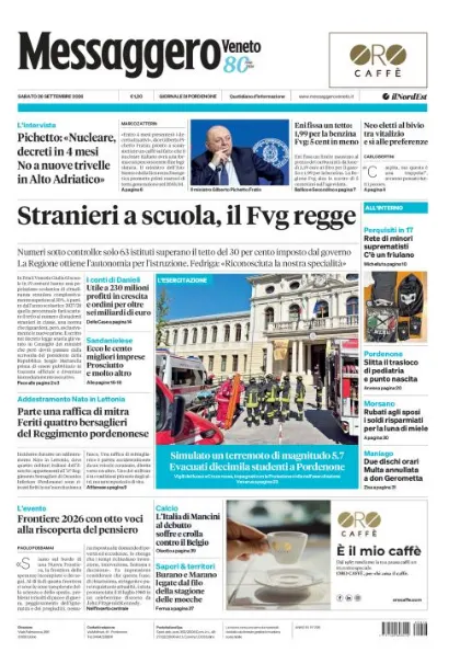 Prima pagina Messaggero Veneto | Pordenone