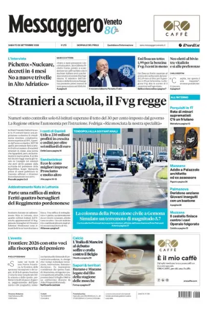 Prima pagina Messaggero Veneto | Udine