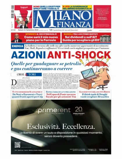 Prima pagina MF Milano Finanza