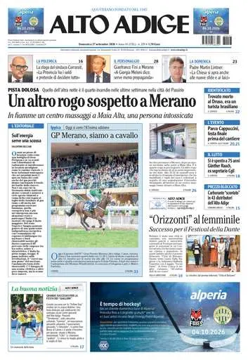 Prima pagina Alto Adige